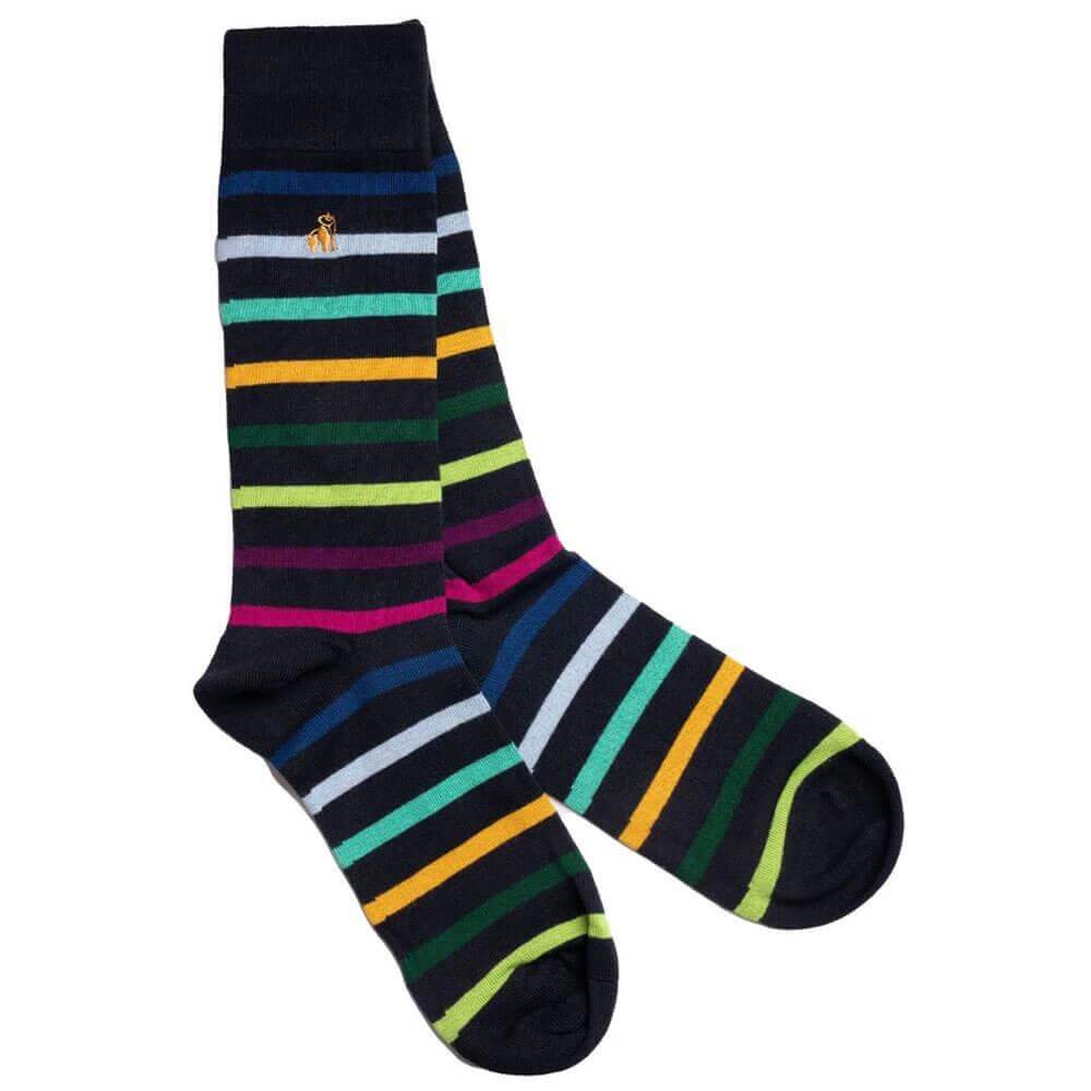 Swole Panda Black Small Striped Socks Size 7 - 11